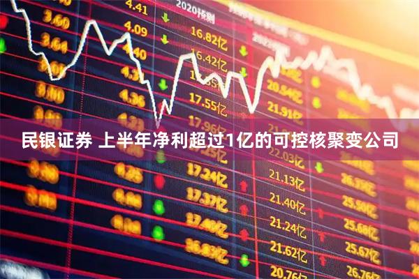 民银证券 上半年净利超过1亿的可控核聚变公司